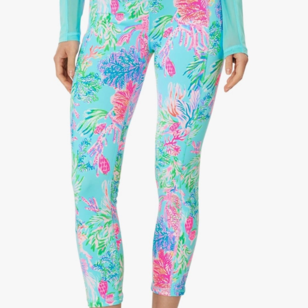 Lilly Pulitzer UPF 50+ High-Rise Flat Elastic Waistband Multicolor Leggings XXS